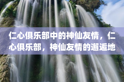 仁心俱乐部中的神仙友情，仁心俱乐部，神仙友情的邂逅地