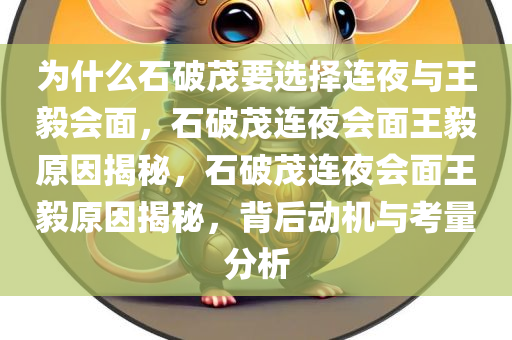 为什么石破茂要选择连夜与王毅会面，石破茂连夜会面王毅原因揭秘，石破茂连夜会面王毅原因揭秘，背后动机与考量分析