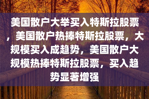 美国散户大举买入特斯拉股票，美国散户热捧特斯拉股票，大规模买入成趋势，美国散户大规模热捧特斯拉股票，买入趋势显著增强