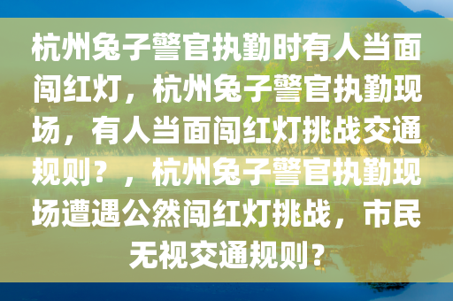 杭州兔子警官执勤时有人当面闯红灯，杭州兔子警官执勤现场，有人当面闯红灯挑战交通规则？，杭州兔子警官执勤现场遭遇公然闯红灯挑战，市民无视交通规则？