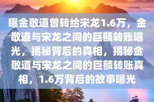 曝金敬道曾转给宋龙1.6万，金敬道与宋龙之间的巨额转账曝光，揭秘背后的真相，揭秘金敬道与宋龙之间的巨额转账真相，1.6万背后的故事曝光