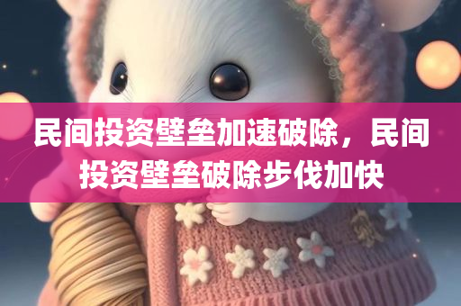 民间投资壁垒加速破除，民间投资壁垒破除步伐加快