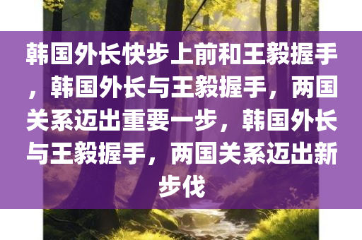 韩国外长快步上前和王毅握手，韩国外长与王毅握手，两国关系迈出重要一步，韩国外长与王毅握手，两国关系迈出新步伐
