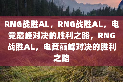 RNG战胜AL，RNG战胜AL，电竞巅峰对决的胜利之路，RNG战胜AL，电竞巅峰对决的胜利之路
