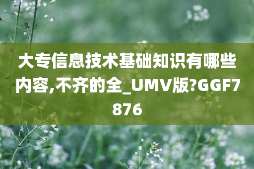 大专信息技术基础知识有哪些内容,不齐的全_UMV版?GGF7876