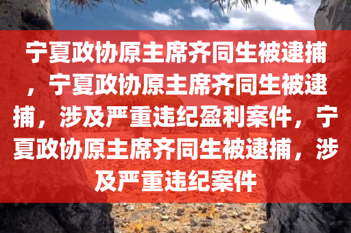 宁夏政协原主席齐同生被逮捕，宁夏政协原主席齐同生被逮捕，涉及严重违纪盈利案件，宁夏政协原主席齐同生被逮捕，涉及严重违纪案件