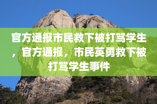 官方通报市民救下被打骂学生，官方通报，市民英勇救下被打骂学生事件，官方通报，市民英勇救助被打骂学生事件始末