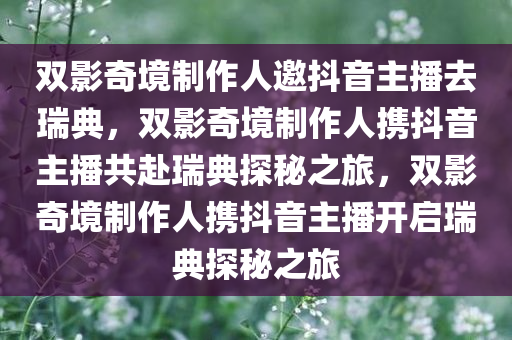 双影奇境制作人邀抖音主播去瑞典，双影奇境制作人携抖音主播共赴瑞典探秘之旅，双影奇境制作人携抖音主播开启瑞典探秘之旅