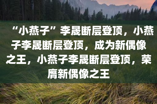 “小燕子”李晟断层登顶，小燕子李晟断层登顶，成为新偶像之王，小燕子李晟断层登顶，荣膺新偶像之王