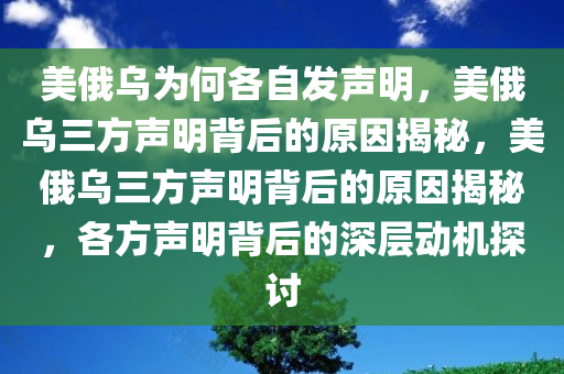 美俄乌为何各自发声明，美俄乌三方声明背后的原因揭秘，美俄乌三方声明背后的原因揭秘，各方声明背后的深层动机探讨