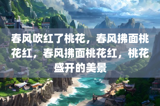 春风吹红了桃花，春风拂面桃花红，春风拂面桃花红，桃花盛开的美景