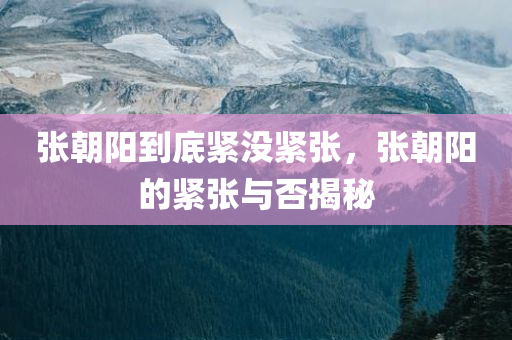 张朝阳到底紧没紧张，张朝阳的紧张与否揭秘