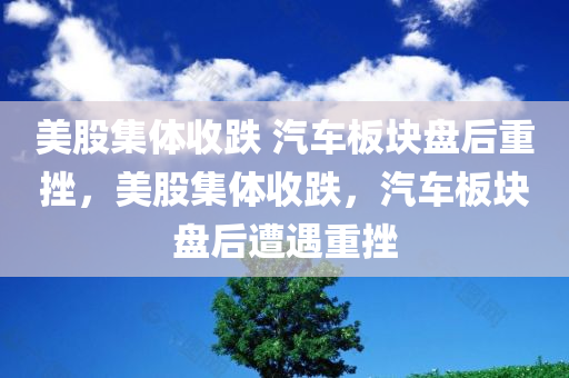 美股集体收跌 汽车板块盘后重挫，美股集体收跌，汽车板块盘后遭遇重挫