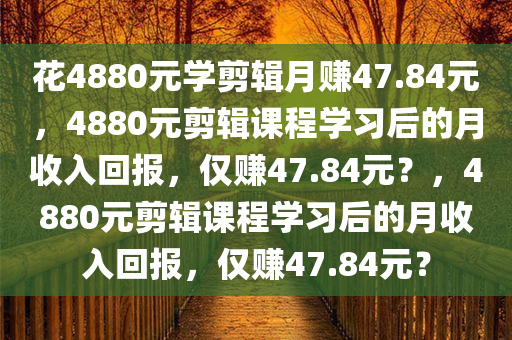 花4880元学剪辑月赚47.84元，4880元剪辑课程学习后的月收入回报，仅赚47.84元？，4880元剪辑课程学习后的月收入回报，仅赚47.84元？