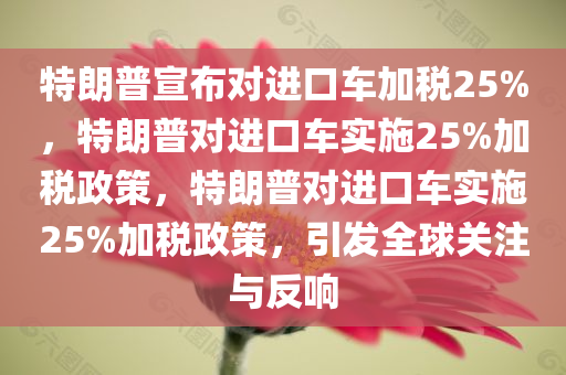 特朗普宣布对进口车加税25%，特朗普对进口车实施25%加税政策，特朗普对进口车实施25%加税政策，引发全球关注与反响