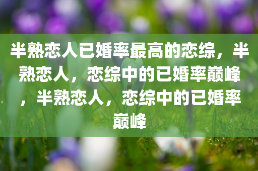 半熟恋人已婚率最高的恋综，半熟恋人，恋综中的已婚率巅峰，半熟恋人，恋综中的已婚率巅峰