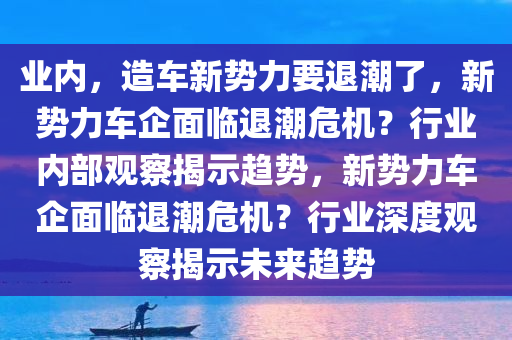 业内，造车新势力要退潮了，新势力车企面临退潮危机？行业内部观察揭示趋势，新势力车企面临退潮危机？行业深度观察揭示未来趋势