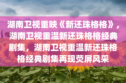 湖南卫视重映《新还珠格格》，湖南卫视重温新还珠格格经典剧集，湖南卫视重温新还珠格格经典剧集再现荧屏风采