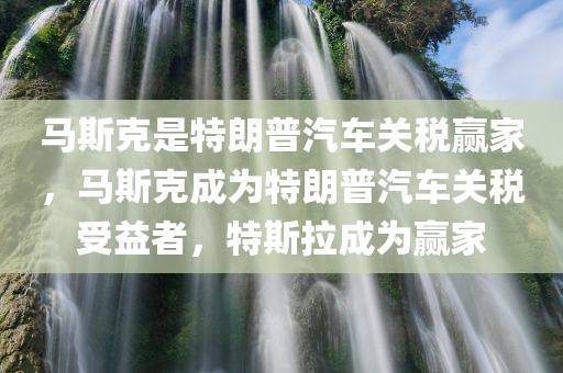 马斯克是特朗普汽车关税赢家，马斯克成为特朗普汽车关税受益者，特斯拉成为赢家