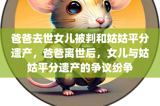 爸爸去世女儿被判和姑姑平分遗产，爸爸离世后，女儿与姑姑平分遗产的争议纷争
