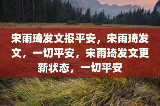 宋雨琦发文报平安，宋雨琦发文，一切平安，宋雨琦发文更新状态，一切平安