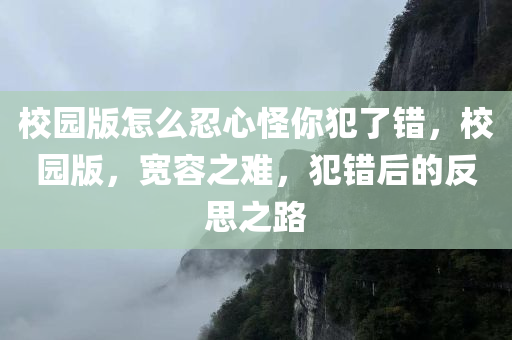 校园版怎么忍心怪你犯了错，校园版，宽容之难，犯错后的反思之路