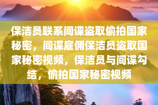 保洁员联系间谍盗取偷拍国家秘密，间谍雇佣保洁员盗取国家秘密视频，保洁员与间谍勾结，偷拍国家秘密视频
