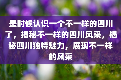 是时候认识一个不一样的四川了，揭秘不一样的四川风采，揭秘四川独特魅力，展现不一样的风采