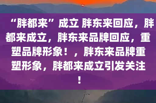 “胖都来”成立 胖东来回应，胖都来成立，胖东来品牌回应，重塑品牌形象！，胖东来品牌重塑形象，胖都来成立引发关注！