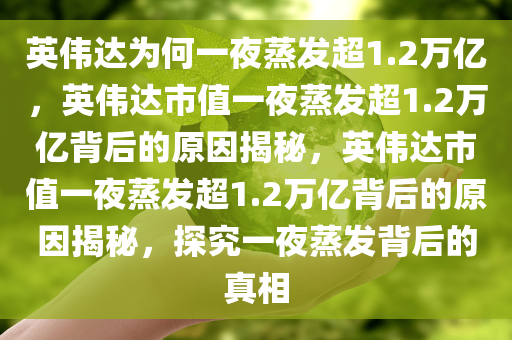 英伟达为何一夜蒸发超1.2万亿，英伟达市值一夜蒸发超1.2万亿背后的原因揭秘，英伟达市值一夜蒸发超1.2万亿背后的原因揭秘，探究一夜蒸发背后的真相