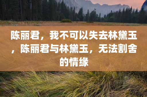 陈丽君，我不可以失去林黛玉，陈丽君与林黛玉，无法割舍的情缘，陈丽君与林黛玉，无法割舍的深厚情缘