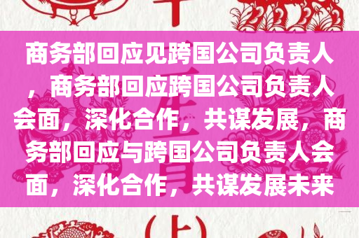 商务部回应见跨国公司负责人，商务部回应跨国公司负责人会面，深化合作，共谋发展，商务部回应与跨国公司负责人会面，深化合作，共谋发展未来