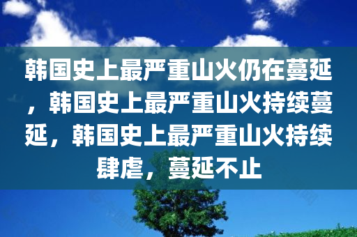 韩国史上最严重山火仍在蔓延，韩国史上最严重山火持续蔓延，韩国史上最严重山火持续肆虐，蔓延不止