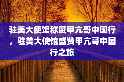驻美大使馆称赞甲亢哥中国行，驻美大使馆盛赞甲亢哥中国行之旅