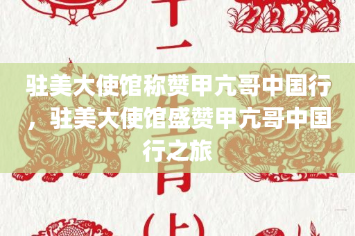 驻美大使馆称赞甲亢哥中国行，驻美大使馆盛赞甲亢哥中国行之旅