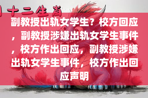 副教授出轨女学生？校方回应，副教授涉嫌出轨女学生事件，校方作出回应，副教授涉嫌出轨女学生事件，校方作出回应声明
