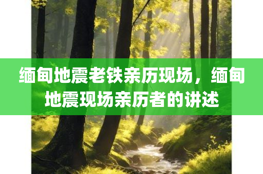 缅甸地震老铁亲历现场，缅甸地震现场亲历者的讲述