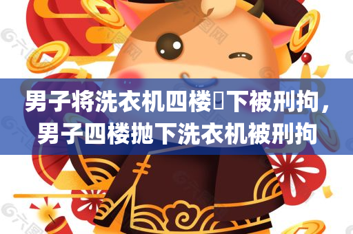 男子将洗衣机四楼拋下被刑拘，男子四楼抛下洗衣机被刑拘
