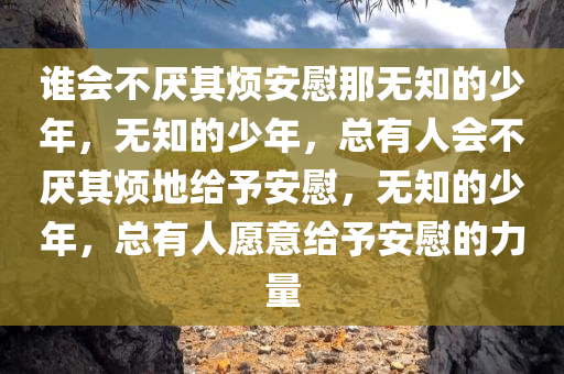 谁会不厌其烦安慰那无知的少年，无知的少年，总有人会不厌其烦地给予安慰，无知的少年，总有人愿意给予安慰的力量