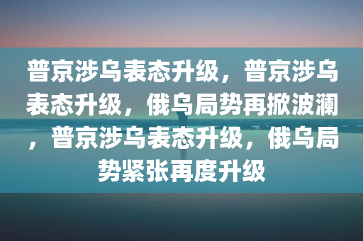 普京涉乌表态升级，普京涉乌表态升级，俄乌局势再掀波澜，普京涉乌表态升级，俄乌局势紧张再度升级