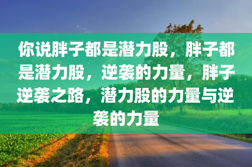 你说胖子都是潜力股，胖子都是潜力股，逆袭的力量，胖子逆袭之路，潜力股的力量与逆袭的力量