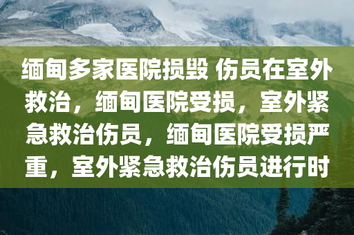缅甸多家医院损毁 伤员在室外救治，缅甸医院受损，室外紧急救治伤员，缅甸医院受损严重，室外紧急救治伤员进行时