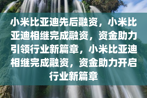 小米比亚迪先后融资，小米比亚迪相继完成融资，资金助力引领行业新篇章，小米比亚迪相继完成融资，资金助力开启行业新篇章