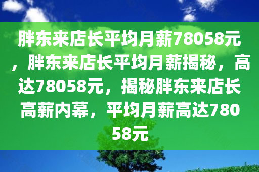 胖东来店长平均月薪78058元，胖东来店长平均月薪揭秘，高达78058元，揭秘胖东来店长高薪内幕，平均月薪高达78058元