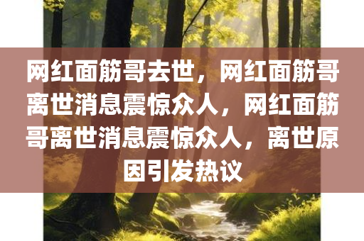 网红面筋哥去世，网红面筋哥离世消息震惊众人，网红面筋哥离世消息震惊众人，离世原因引发热议