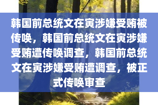 韩国前总统文在寅涉嫌受贿被传唤，韩国前总统文在寅涉嫌受贿遭传唤调查，韩国前总统文在寅涉嫌受贿遭调查，被正式传唤审查
