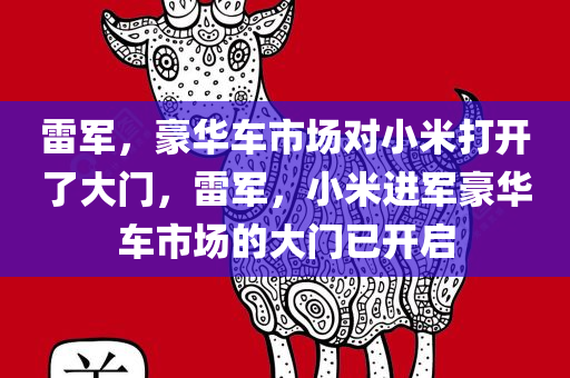 雷军，豪华车市场对小米打开了大门，雷军，小米进军豪华车市场的大门已开启