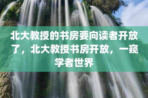 北大教授的书房要向读者开放了，北大教授书房开放，一窥学者世界