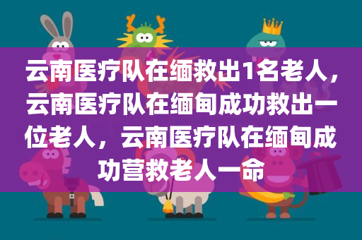 云南医疗队在缅救出1名老人，云南医疗队在缅甸成功救出一位老人，云南医疗队在缅甸成功营救老人一命