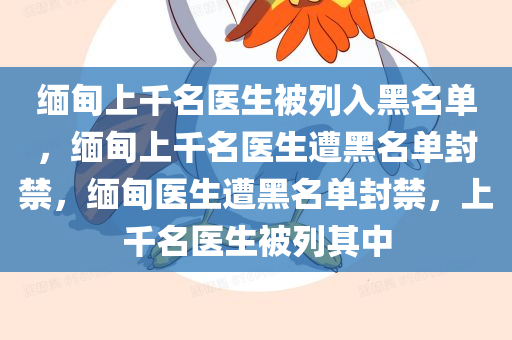 缅甸上千名医生被列入黑名单，缅甸上千名医生遭黑名单封禁，缅甸医生遭黑名单封禁，上千名医生被列其中